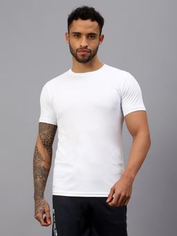Vector X - Men White Solid Crew Neck Short-Sleeve T-Shirt