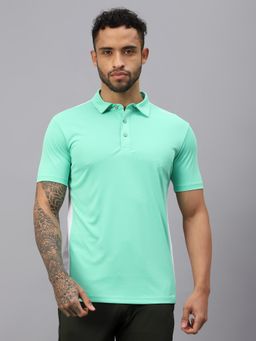 Vector X - Men Green Colorblock Stylish Polo Neck T-Shirt