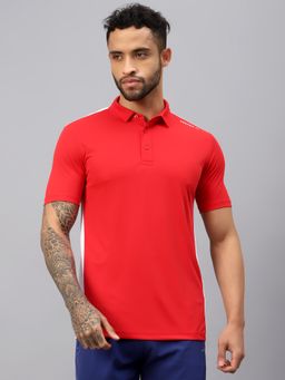 Vector X - Men Red Colorblock Stylish Polo Neck T-Shirt