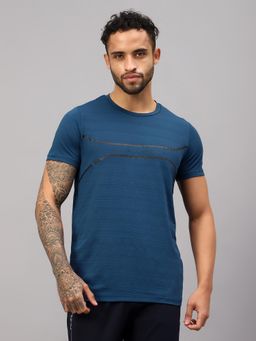 Vector X - Men Blue Half Sleeve Printed T-Shirt for Fitness Training