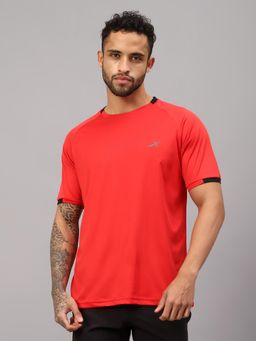 Vector X - Men Red Polyester Solid Round Neck Half Sleeves T-Shirt
