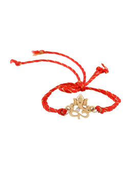 Estele - Gold Plated Divine Ganpati Ji Designer Rakhi with Crystals & Fancy Silk Thread