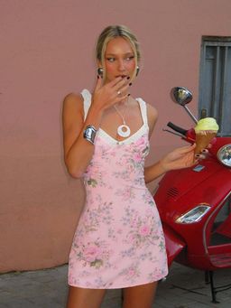 Outzidr - Strappy Floral Mini Vacay Dress