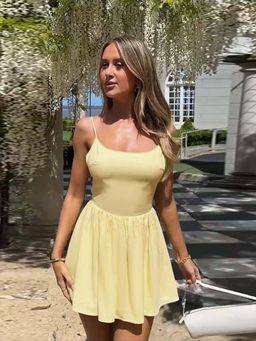 Outzidr - Cream Fit And Flare Mini Street Style Dress