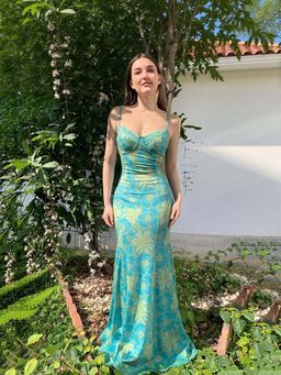 Outzidr - Blue Strappy Maxi Dress