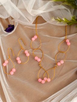 Silvermerc Designs - Gold Plated Pink Quartz Western Jewellery Set