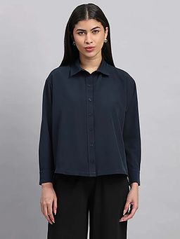 Fitleasure - Oversized Smart Navy Blue Shirt