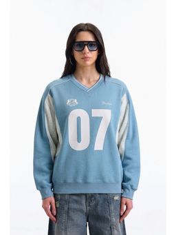 Bonkers Corner - Blue 07 Varsity V-Neck Sweatshirt for Women