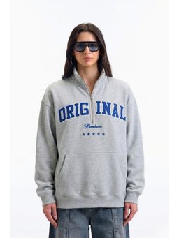 Bonkers Corner - Grey Axis Half-Zip Sweatshirt for Women