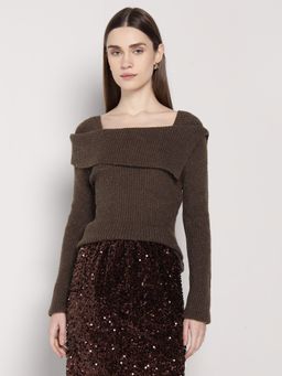 Cover Story - Brown Knitted Sweater