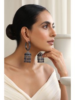 SWABHIMANN - Hadley Sapphire Zirconia Jhumka Earrings