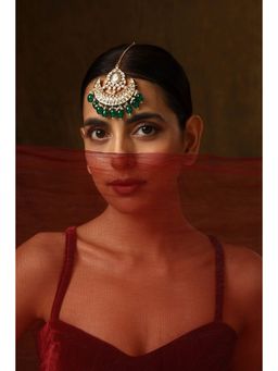 SWABHIMANN - Gazal Green Polki Maang Tikka