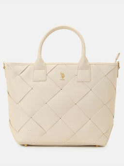 U.S. POLO ASSN. - Bayla Off White tote Handbag Bag with Laptop Pocket