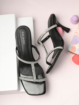 CLOG LONDON - Women Casual Silver & Black Heels