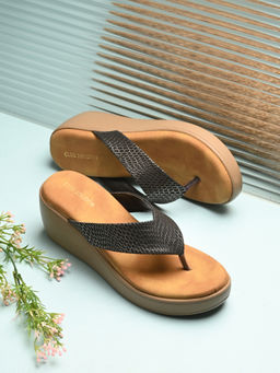 CLOG LONDON - Women Casual Black & Brown Wedges