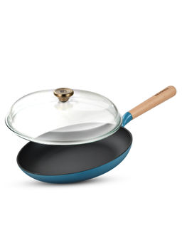 Bergner - Excalibur Light Cast Iron Induction Bottom Blue Fry Pan with Lid (28 cm)