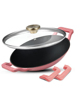 Bergner - Excalibur Light Cast Iron Induction Bottom Pink Pan with Lid (22 cm)