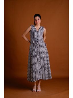 BUDUN - Anna Striped Panelled Midi Skirt