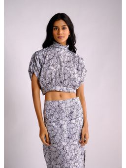 BUDUN - Amy Grey Printed Crop Top