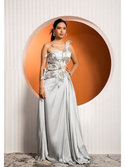 Jade by Ashima - Lily Blue Drape Embellished Gown