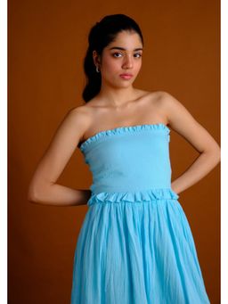 BUDUN - Essie Aqua Blue Short Tube Top