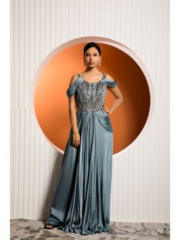 Jade by Ashima - Viola Grey Embroidered Gown