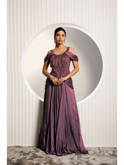 Jade by Ashima - Viola Purple Embroidered Gown