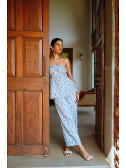 BUDUN - Giuli Blue Pure Cotton Printed Pants