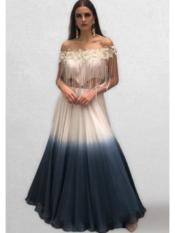 Jade by Ashima - Nude Off Shoulder Hawing Embellished Gown