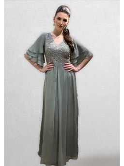 Jade by Ashima - Pastel Grey Shift Embellished Gown