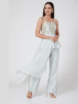 Jade by Ashima - Ice-Blue Peplum Top with Pant