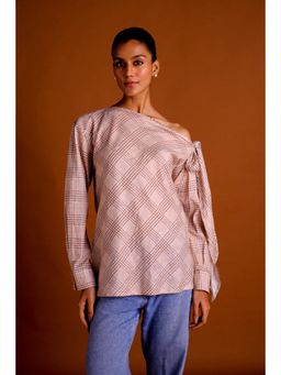 BUDUN - Lena Brown Checkered Printed Top