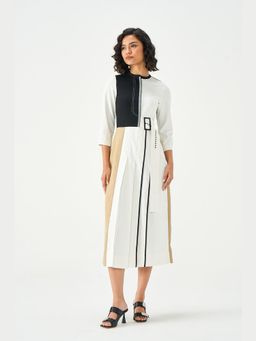 Notebook - Beniece Beige A Line Midi Dress