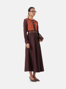 Notebook - Lila Brown A Line Midi Dress