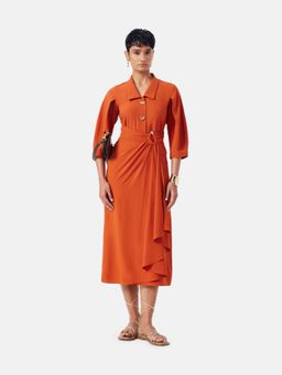 Notebook - Hailey Orange A Line Midi Dress