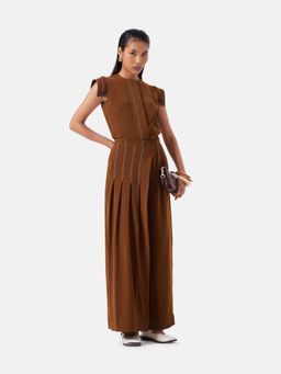 Notebook - Brown Crepe Top with Pant