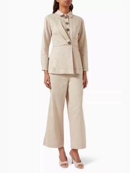 Notebook - Beige Linen Shirt Top with Pant