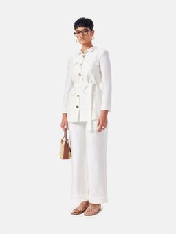 Notebook - White Polyester Shirt Top with Pant