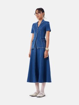 Notebook - Blue Denim Shirt Top with Skirt