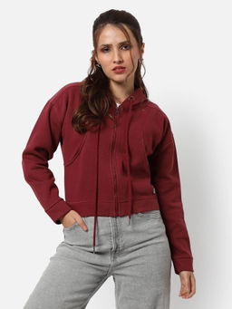 PINACOLADA - Women Solid Zipper Sweatshirt with Hood