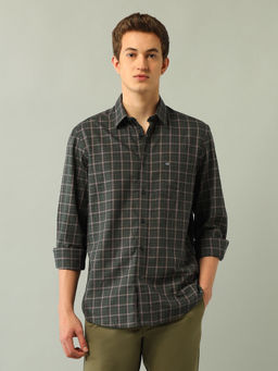 Arrow Sports - Checks Green Full Sleeves Collar Neck Shirt