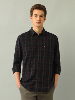 Arrow Sports - Checks Red Full Sleeves Collar Neck Shirt