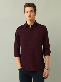 Arrow Sports - Solid Red Full Sleeves Collar Neck Shirt