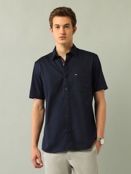 Arrow Sports - Solid Blue Half Sleeves Collar Neck Shirt