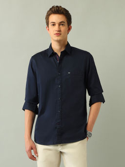 Arrow Sports - Solid Blue Full Sleeves Collar Neck Shirt