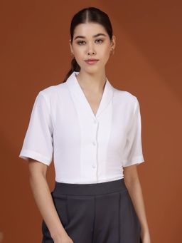 FITHUB - Women White Formal Tailored Button-Down Shirt