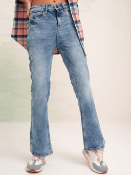TOKYO TALKIES - Women Straight Fit Heavy Fade Stretchable Jeans