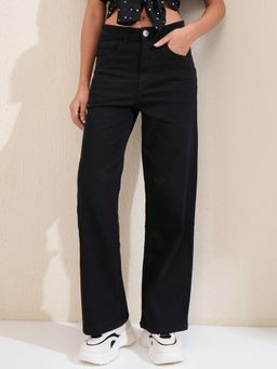 TOKYO TALKIES - Women Wide Leg Mid-Rise Stretchable Jeans
