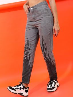 TOKYO TALKIES - Women Grey Clean look Mom Fit Jeans