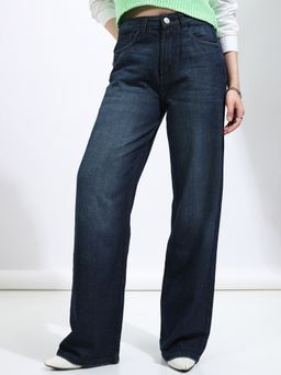 TOKYO TALKIES - Women Straight Fit Light Fade Stretchable Mid-Rise Cotton Jeans